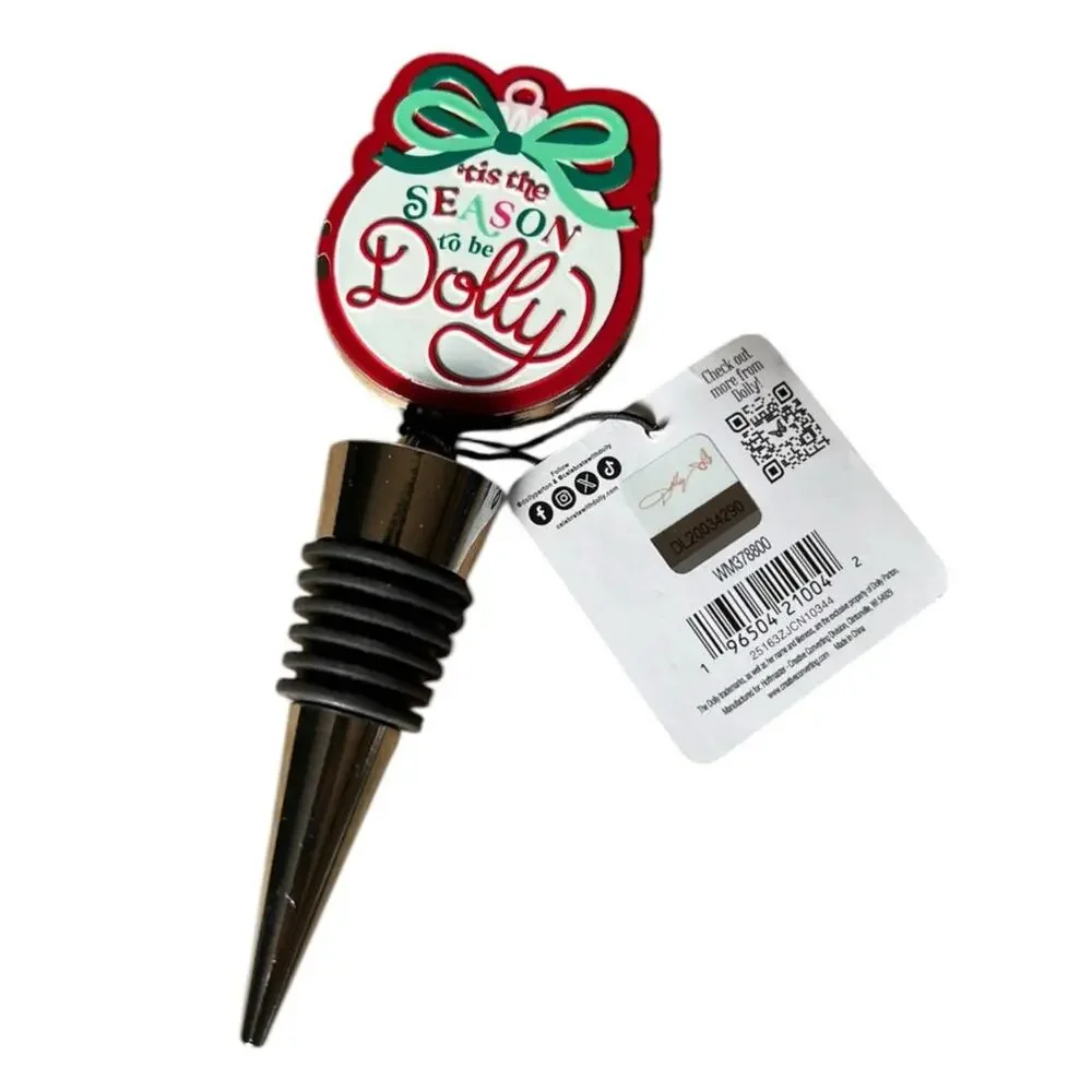 Dolly Parton Festive Holiday Party Bar Set of Two Gift Wine Bottle Stoppers